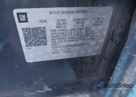 2018 Chevrolet Malibu Lt from USA, damaged, VIN 1G1ZD5ST9JF197970